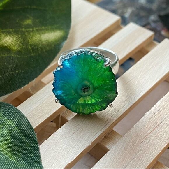 Solar Quartz Sterling Silver Ring Size 6.5 - Picture 3 of 5